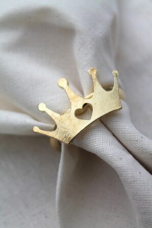 6 Adet Dekoratif Gold Queen Peçete Halkası - Napkin Ring