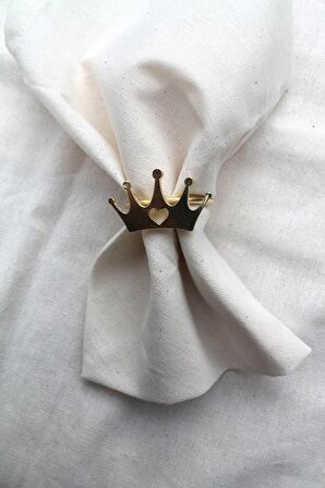 6 Adet Dekoratif Gold Queen Peçete Halkası - Napkin Ring