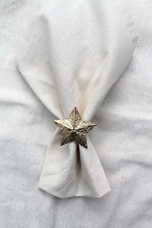 6 Adet Dekoratif Gold Star Nova Peçete Halkası - Napkin Ring