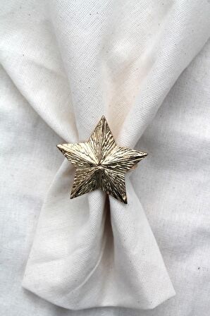 6 Adet Dekoratif Gold Star Nova Peçete Halkası - Napkin Ring