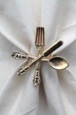 6 Adet Dekoratif Gold Food Style Peçete Halkası - Napkin Ring