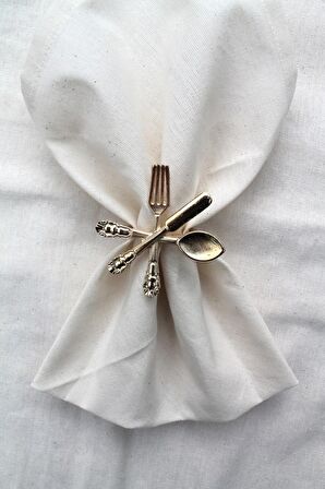 6 Adet Dekoratif Gold Food Style Peçete Halkası - Napkin Ring
