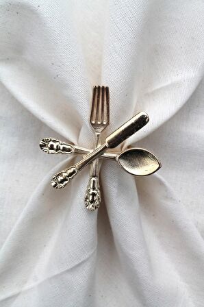 6 Adet Dekoratif Gold Food Style Peçete Halkası - Napkin Ring