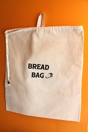 Büyük Boy Bread Bag Askılı Keten Ekmek Torbası 50x40cm