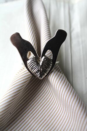 6 Adet Gümüş Love is a Passion Peçete Halkası - Napkin Ring