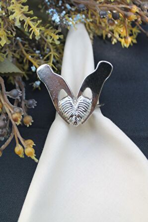 6 Adet Gümüş Love is a Passion Peçete Halkası - Napkin Ring