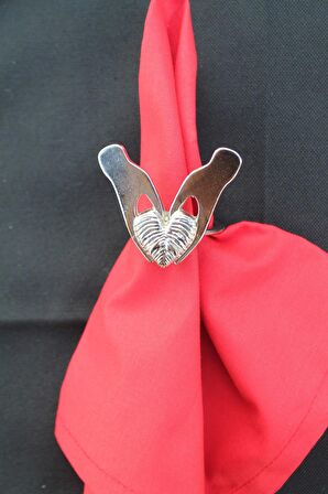 6 Adet Gümüş Love is a Passion Peçete Halkası - Napkin Ring