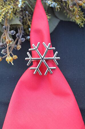 6 Adet Gümüş Kar Tanesi Peçete Halkası - Napkin Ring