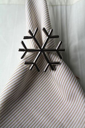 6 Adet Gümüş Kar Tanesi Peçete Halkası - Napkin Ring