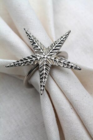 6 Adet Gümüş Kuzey Yıldızı Metal Peçete Halkası - Napkin Ring