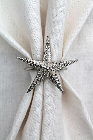 6 Adet Gümüş Kuzey Yıldızı Metal Peçete Halkası - Napkin Ring