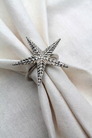 6 Adet Gümüş Kuzey Yıldızı Metal Peçete Halkası - Napkin Ring