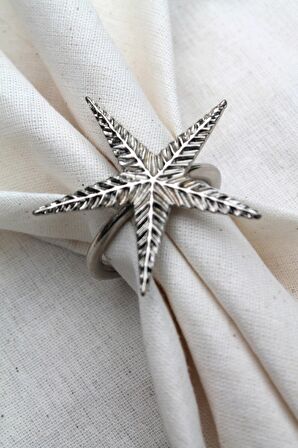 6 Adet Gümüş Kuzey Yıldızı Metal Peçete Halkası - Napkin Ring