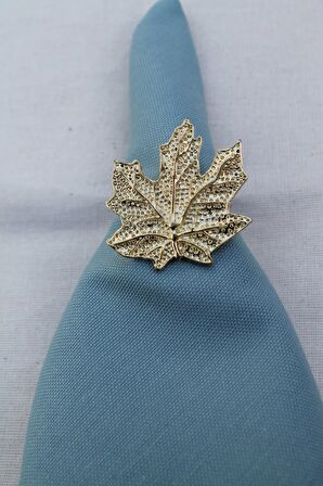 6 Adet Gold Vintage Çınar Yaprağı Metal Peçete Halkası - Napkin Ring