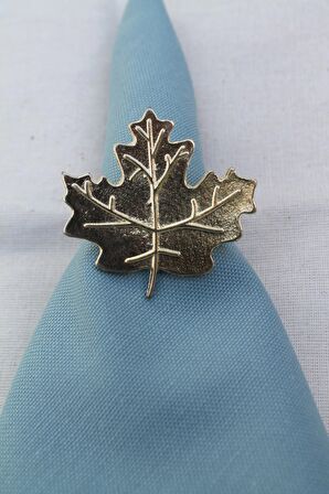 6 Adet Gold Çınar Yaprağı Metal Peçete Halkası - Napkin Ring