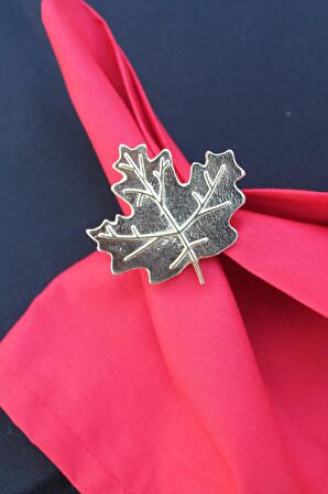 6 Adet Gold Çınar Yaprağı Metal Peçete Halkası - Napkin Ring