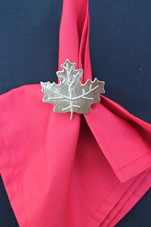6 Adet Gold Çınar Yaprağı Metal Peçete Halkası - Napkin Ring
