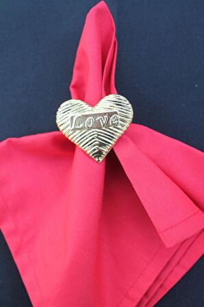 6 Adet Gold Love Kalp Metal Peçete Halkası - Napkin Ring