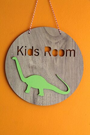 Dekoratif Kids Room Yeşil Dinozorlu Lake Çocuk Odası Kapı & Duvar Süsü