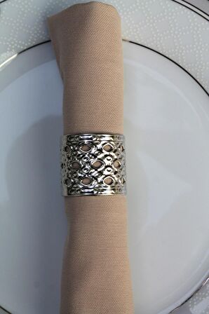 6 Adet Silver Venus Luxury Metal Peçete Halkası