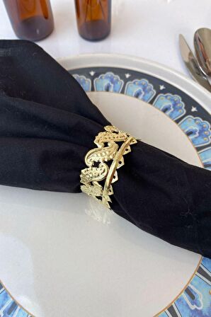 6 Adet Gold Casablanca Luxury Metal Peçete Halkası