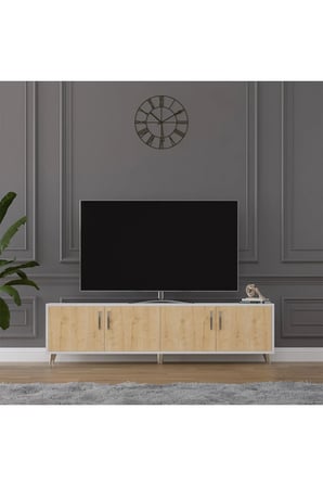 Tv Ünitesi Beyaz & Safir Meşe T-02
