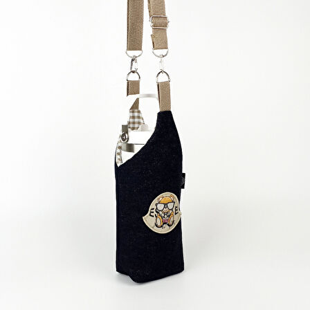 Woodycord El Yapımı U Model Kot Matara Termos Kılıfı Havalı Ayıcık iceflow 0,89