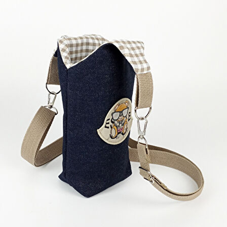 Woodycord El Yapımı U Model Kot Matara Termos Kılıfı Havalı Ayıcık iceflow 0,89