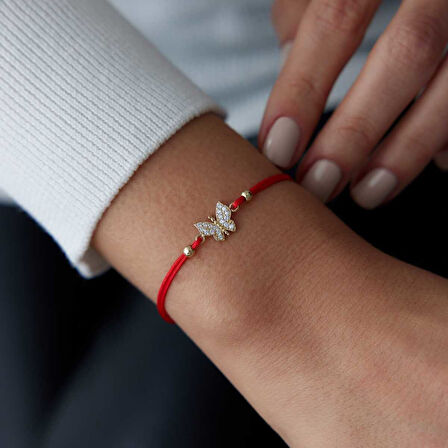 Taşlı Kelebek İpli Bileklik