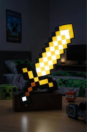 Minecraft Altın Kılıç Tasarımlı Dekoratif Aydınlatma (23x17cm)