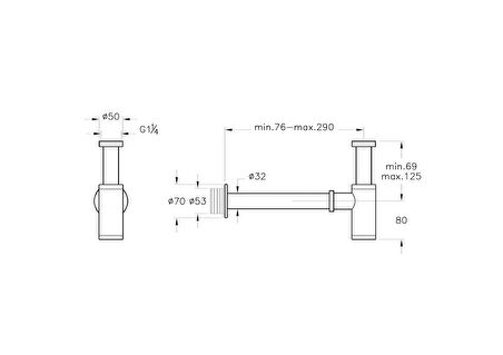 VitrA Origin A4512334 Lavabo Sifonu, T Tipi, Fırçalı Nikel