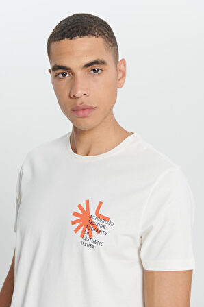 Standart Fit Normal Kesim %100 Pamuk Baskılı Bisiklet Yaka Tişört