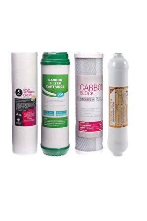 Su Arıtma Cihazı 4'lü Filtre Seti Üçlü Ön Filtre Seti + Tatlandırıcı Filtre