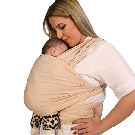 Bebek Sling Kanguru Bej Esnek Wrap Sling Bebek Taşıma Şalı %100 Pamuk Sertifikalı Sling