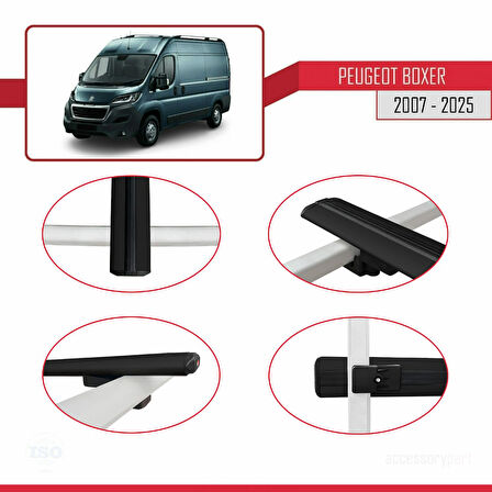 Peugeot Boxer 2 2007 ve Sonrası ile Uyumlu BASIC Model Ara Atkı Tavan Barı Siyah 2 Adet