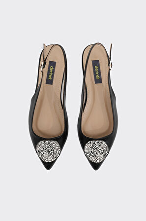 Taş Aksesuarlı Hakiki Deri Kadın Babet