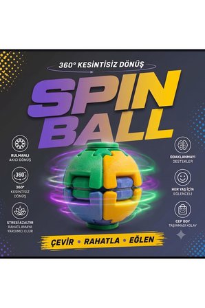Basmalı Döner Spin Ball Stres Topu - Mekanik Tuşlu Odaklanma Ve Eğlenceli Zeka Oyuncağı