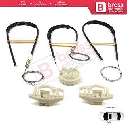 Renault Megane MK2 2002-2008 4/5 Kapı 8200325136 İçin Ön Sol Kapı Cam Kriko Tamir Seti