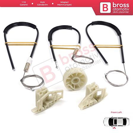 Renault Megane MK2 2002-2008 4/5 Kapı 8200325136 İçin Ön Sol Kapı Cam Kriko Tamir Seti