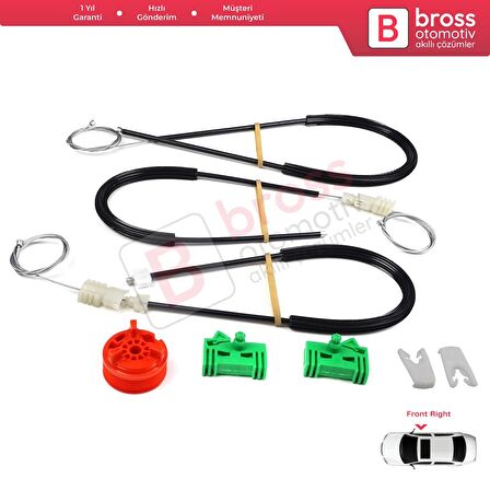 Renault Laguna MK2 X74  BG0/1 KG0/1 2001-2008 8200000938 İçin Ön Sağ Kapı Cam Kriko Tamir Seti