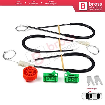 Renault Laguna MK2 X74  BG0/1 KG0/1 2001-2008 8200000938 İçin Ön Sağ Kapı Cam Kriko Tamir Seti