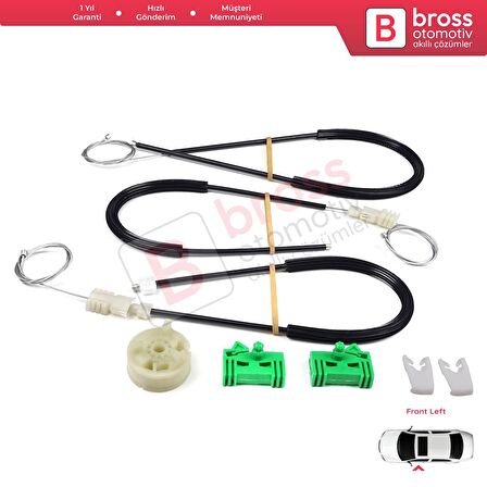 Renault Laguna MK2 X74  BG0/1 KG0/1 2001-2008 8200000937 İçin Ön Sol Kapı Cam Kriko Tamir Seti