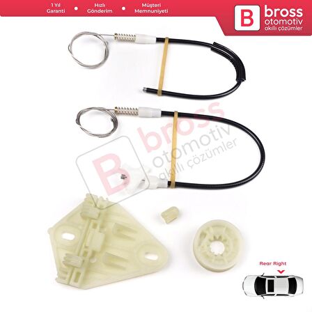 Renault Megane MK1 X64 1996-2003 4/5 Kapı 7700834342 İçin Arka Sağ Kapı Cam Kriko Tamir Seti