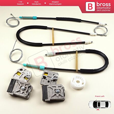 Peugeot 607 9D 9U 1999-2010 9650734980 9221Q2 İçin Ön Sol Kapı Cam Kriko Tamir Seti Metal Ayaklı