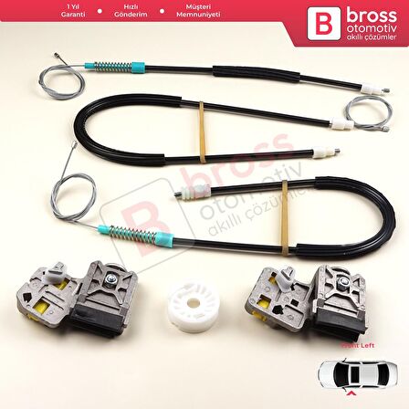 Peugeot 607 9D 9U 1999-2010 9650734980 9221Q2 İçin Ön Sol Kapı Cam Kriko Tamir Seti Metal Ayaklı