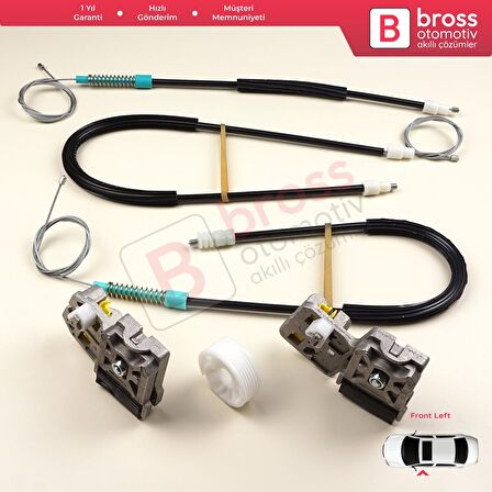 Peugeot 607 9D 9U 1999-2010 9650734980 9221Q2 İçin Ön Sol Kapı Cam Kriko Tamir Seti Metal Ayaklı