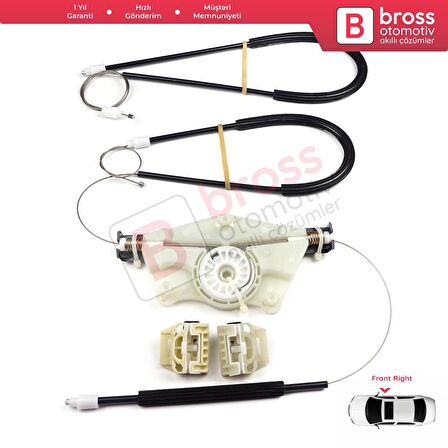 VW New Beetle C1 1C1 1997-2011 3-Kapı HB 1C0837656 İçin Elektrikli Ön Sağ Kapı Cam Kriko Tamir Seti