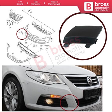 BSP1025 VW Passat CC 2008-2012 için Ön Tampon Çeki Demir Kapağı 3C8807241
