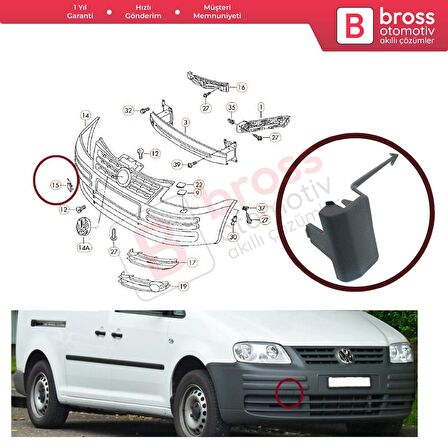 VW Caddy 2003-2010 için Ön Tampon Çeki Demir Kapağı 2K0807241 ASTARLI