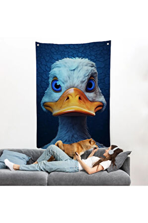 Mavi Gözlü Sevimli Ördek Duvar Örtüsü-7931